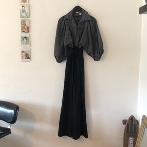 Vintage Polka Dot Wide Leg Jumpsuit, SMALL